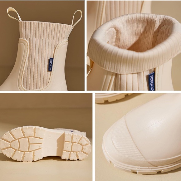 Waterproof Non-Slip Thick Sole Mid-Calf Boots, Ankle Chelsea Rain Boots - Picture 8 of 10